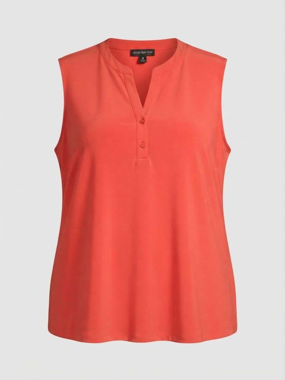 Anne Klein Sleeveless Top Size 1X Orange V-Neck Blouse